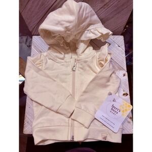 Burt's Bees Baby Organic Cotton Hooded Jacket Cream Ruffle Sleeve 0-3M